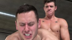 Two ripped hunks remove their jockstraps for a hot M2M sexcapade
