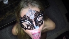 Dutch masked blonde girl facial compilation she loves it