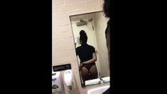 Ebony Chick Shows Off In Work Bathroom