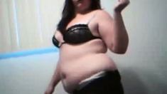 BBW girl dancing and striptease on webcam
