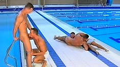 Two horny gay swimmers blow each other's dicks and then enjoy anal sex