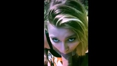 Amazing blonde girl choke on bfs cock and swallow cum