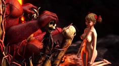 Devil plays with a super hot girl in hell